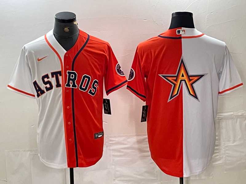 Men%27s Houston Astros Blank Orange White Split Stitched Baseball Jerseys Dzhi->houston astros->MLB Jersey